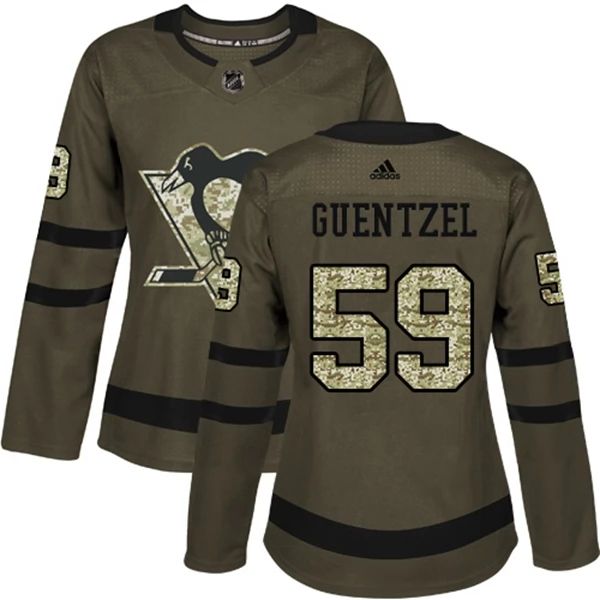 Damen Pittsburgh Penguins Trikot Jake Guentzel 59 Camo Grün Authentic